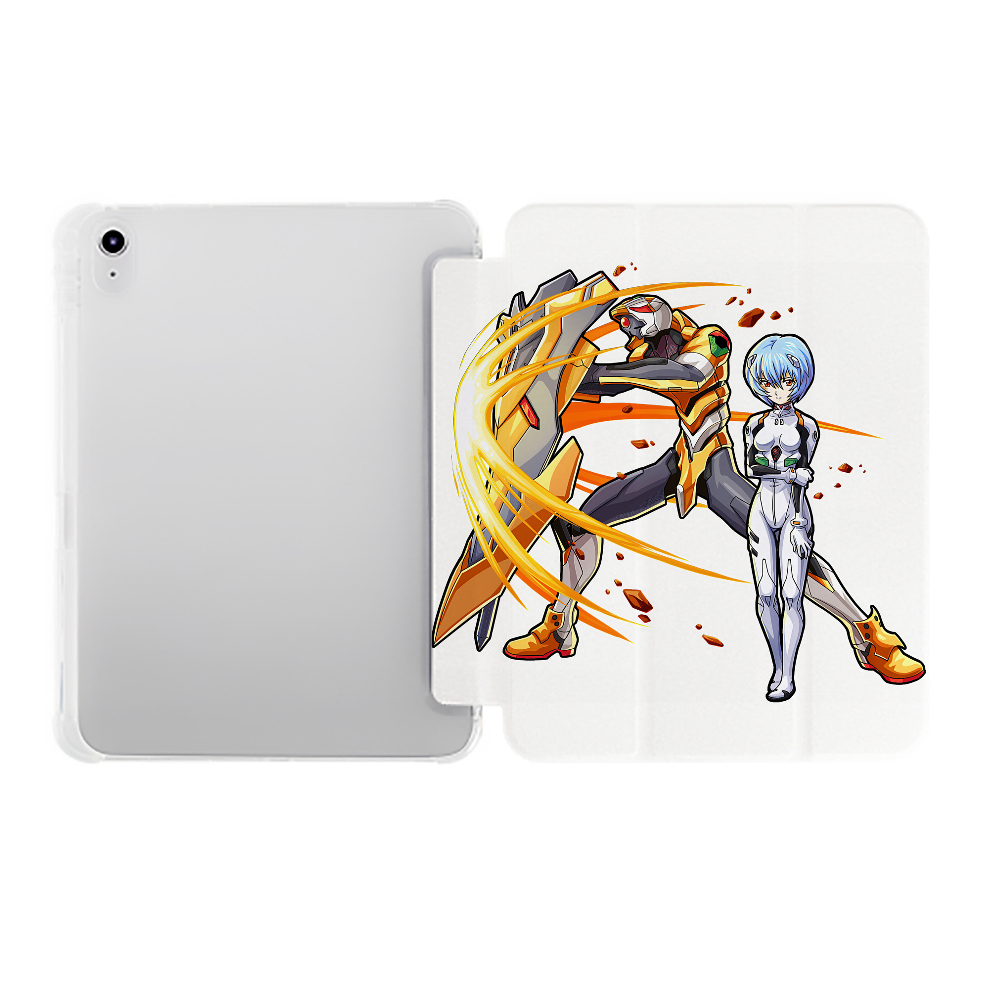 （画像用） EVA 新世紀エヴァンゲリオン IPad ケース ペン収納付き 三つ折りスタンド PUレザー×シリコン 対応機種9.5/10.5/10.9インチ